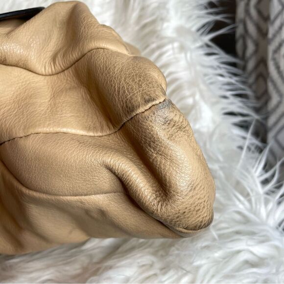 EMMA FOX Large tan black red leather Satchel  fold over Handbag no‎ strap - Picture 8 of 12